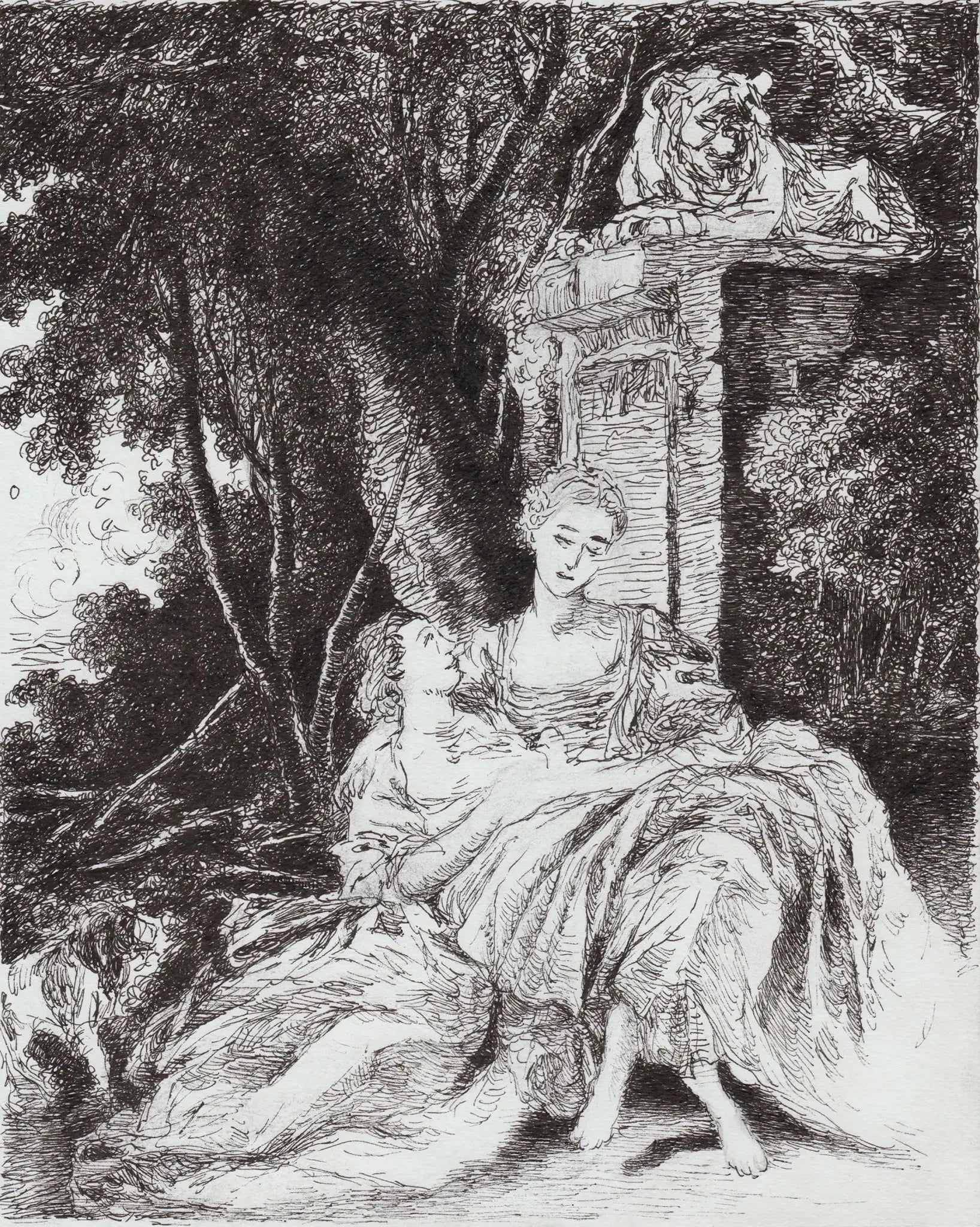 Two Women in the Garden, 2023,Original Artwork - Andrew Kayser Editions