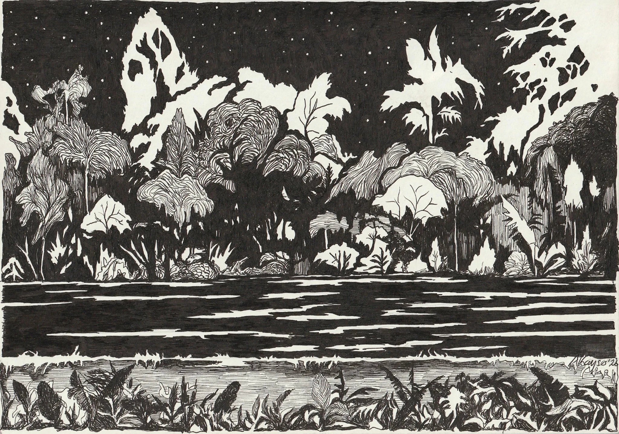 Landscape at Night II (2026),Original Artwork - Andrew Kayser Editions