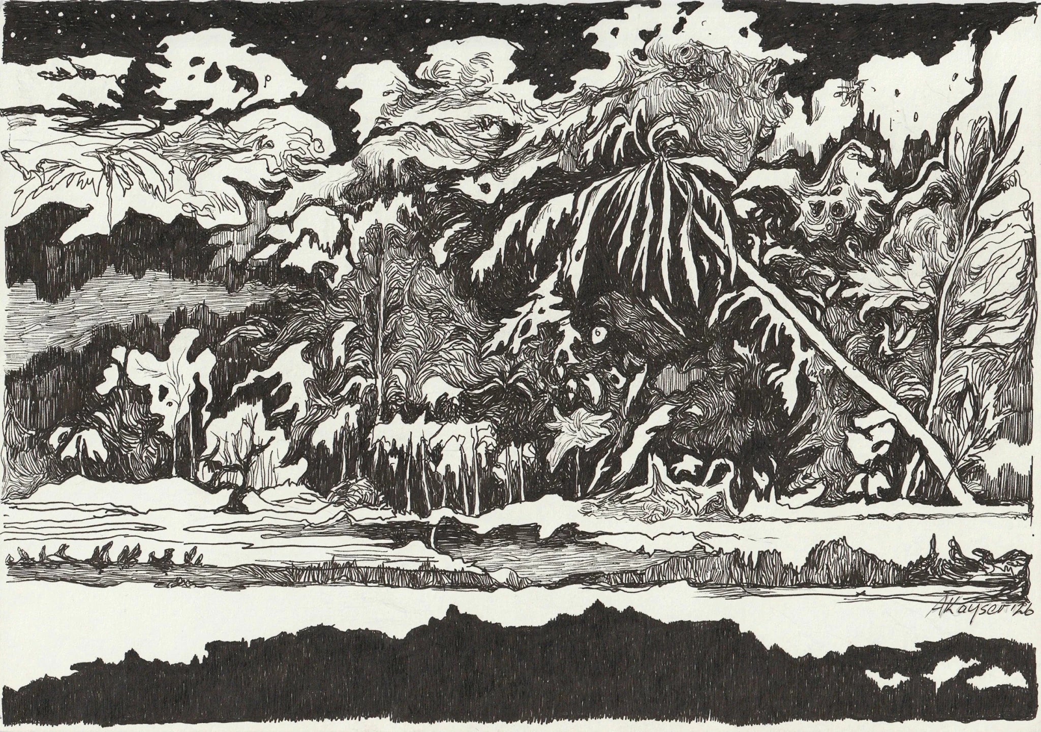 Landscape at Night (2026),Original Artwork - Andrew Kayser Editions